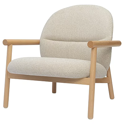 Comfortable Leisure Chair With Wooden Armrests And Light Beige Upholstered Seat 3d model