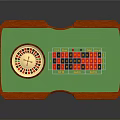 Green Tabletop Roulette Game Table With Colorful Grid And Orange Frame