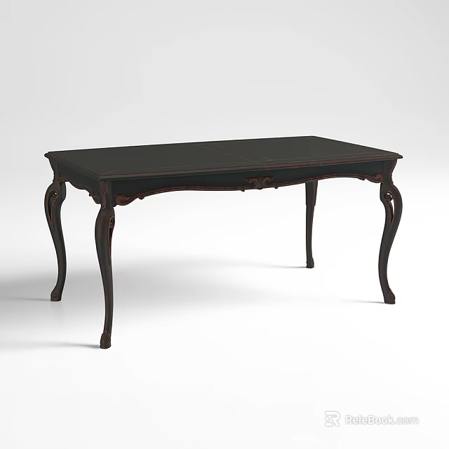 Dark Wooden Desk With Elegant Carved Legs And Classic Decorative Design 3d model 