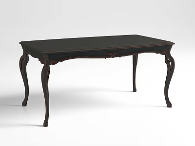 Dark Wooden Desk With Elegant Carved Legs And Classic Decorative Design 3d model