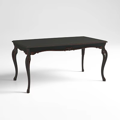 Dark Wooden Desk With Elegant Carved Legs And Classic Decorative Design 3d model