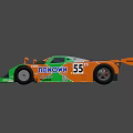 Green And Orange Race Car With Renault Repsol Logos And Number 55
