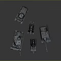 Various Military Vehicle Tank Models Displayed in Gray Color with Detailed Designs