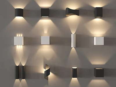 Modern Wall Lamps with Diverse Shapes and Black White Finishes for Home Decoration 3d model