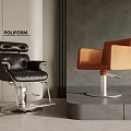 POLIFORM Modern Leather Chairs With Black And Brown Upholstery And Silver Base