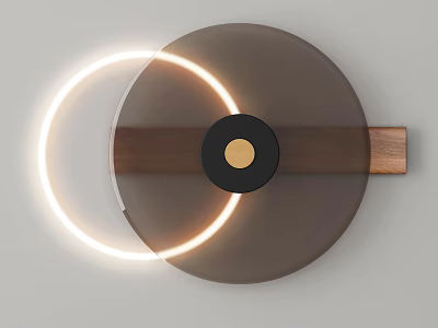 Modern Wooden Glass Wall Lamp With Circular LED Light And Sleek Design 3d model
