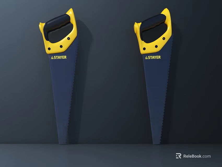 Allstar Hand Saws With Yellow Black Handles And Blue Blades For Cutting Tasks 3d model 