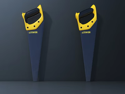 Allstar Hand Saws With Yellow Black Handles And Blue Blades For Cutting Tasks 3d model