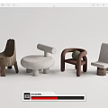 Stylish Leisure Chairs With Unique Designs Wooden Legs And Gray Upholstered Seats