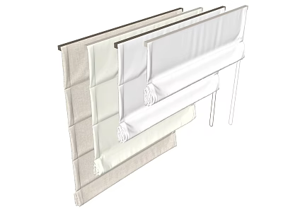 White And Beige Window Blinds With Folded Design For Home Interior Decor 3d model