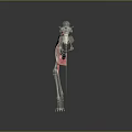 3D Animal Skeleton Anatomical Structure With Visible Red Muscles And Bone Details