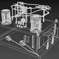 Blue Hydraulic Industrial Equipment With Dual Motors Pipes Gauges And Valves On Stable Base