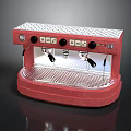 Red Espresso Coffee Machine With Dual Spouts Control Buttons And Steam Wand