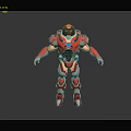 Red Armored Mech Warrior 3D Model With Glowing Core And Metallic Armor Design 3d model