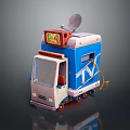 Colorful Mobile TV Vehicle with Satellite Dish TV Screen and Blue White Design