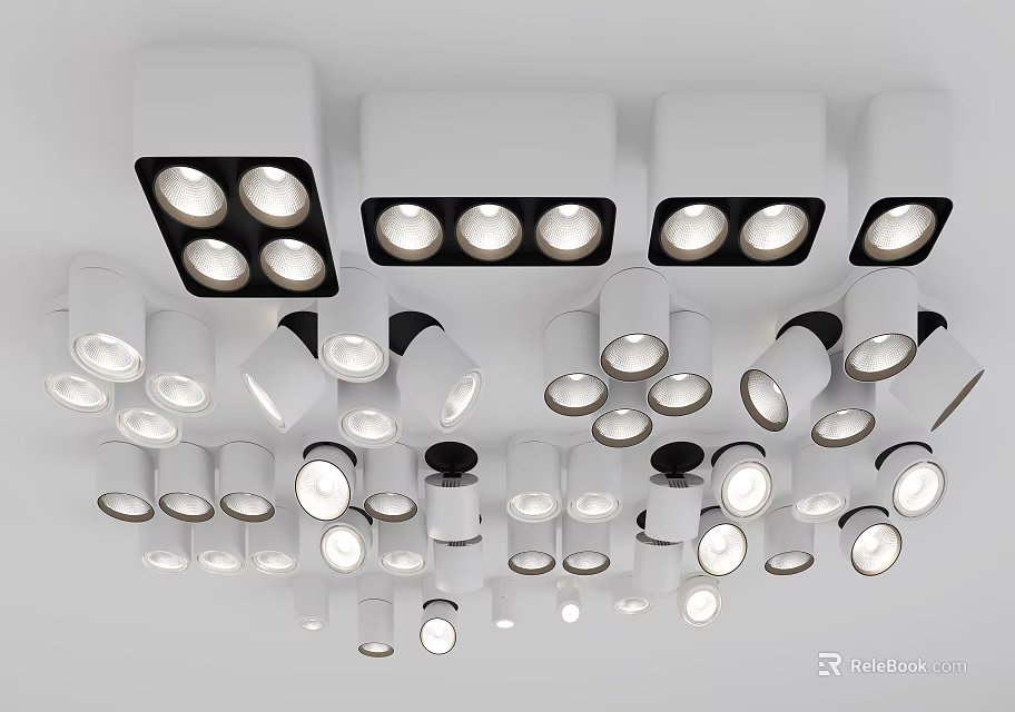 Modern Indoor Downlights And Spotlights With Various White Designs For Lighting 3d model 