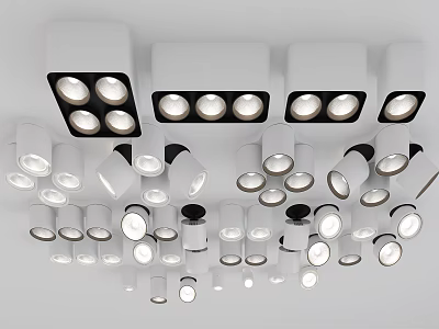 Modern Indoor Downlights And Spotlights With Various White Designs For Lighting 3d model