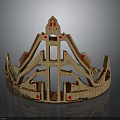 Golden Crown With Intricate Metallic Design And Shiny Red Gemstones