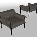 Modern Gray Fabric Single Sofa With Black Legs And Comfortable Design 3d model