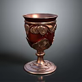 Copper Decorative Goblet With Carved Leaf Patterns And Ornate Base For Home Living