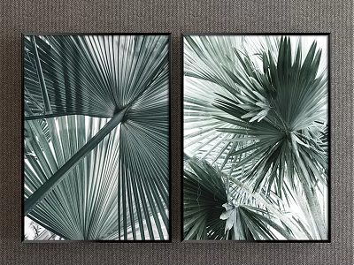 Modern Framed Plant Paintings With Palm Leaves For Home Wall Decor 3d model