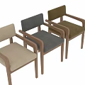 Modern Single Chair With Wooden Frame And Beige Fabric Cushion Armrests