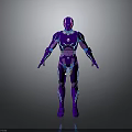 Futuristic Purple Robot Character With Blue Accent Lines In Standing Pose