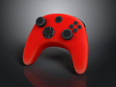 Ergonomic Red Gaming Controller With Black Buttons And Joysticks For Gamers 3d model