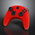 Ergonomic Red Gaming Controller With Black Buttons And Joysticks For Gamers