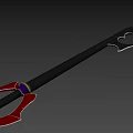 Black Spear With Red Decorative Accents And Purple Ring Detail Design