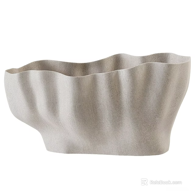 Ceramic Bowl with Wavy Texture Light Beige Finish Minimalist Modern Design for Home Decor 3d model 