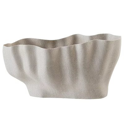 Ceramic Bowl with Wavy Texture Light Beige Finish Minimalist Modern Design for Home Decor 3d model