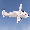 White Airplane Model With Blue Red Stripes And Two Black Engines On Wings