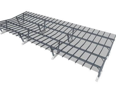 Contemporary Outdoor Awning With Metal Frame Transparent Panels And Strong Support Structure 3d model