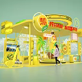 Vita Lemon Tea Yellow Exhibition Booth With Product Display And Brand Design Elements