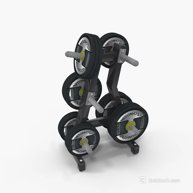 Dumbbell Rack With Multiple Weight Plates For Home Gym Fitness Equipment 3d model 