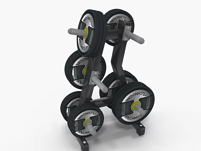 Dumbbell Rack With Multiple Weight Plates For Home Gym Fitness Equipment 3d model