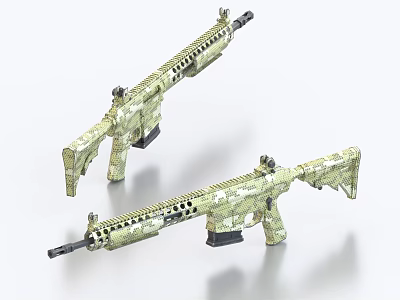 Two Modern Camouflage Rifles With Tactical Design And Detailed Features 3d model Two Modern Camouflage Rifles With Tactical Design And Detailed Features 3d model