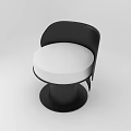 Modern Black and White Stool with Curved Backrest and Round Base Contemporary Design