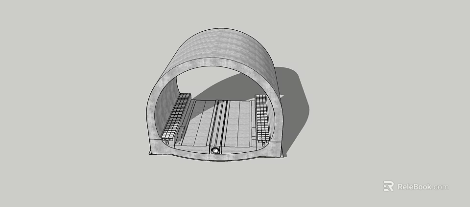 Road Infrastructure Semicircular Concrete Structure With Interior Metal Grilles And Reinforced Flooring 3d model 