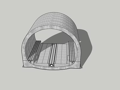 Road Infrastructure Semicircular Concrete Structure With Interior Metal Grilles And Reinforced Flooring 3d model