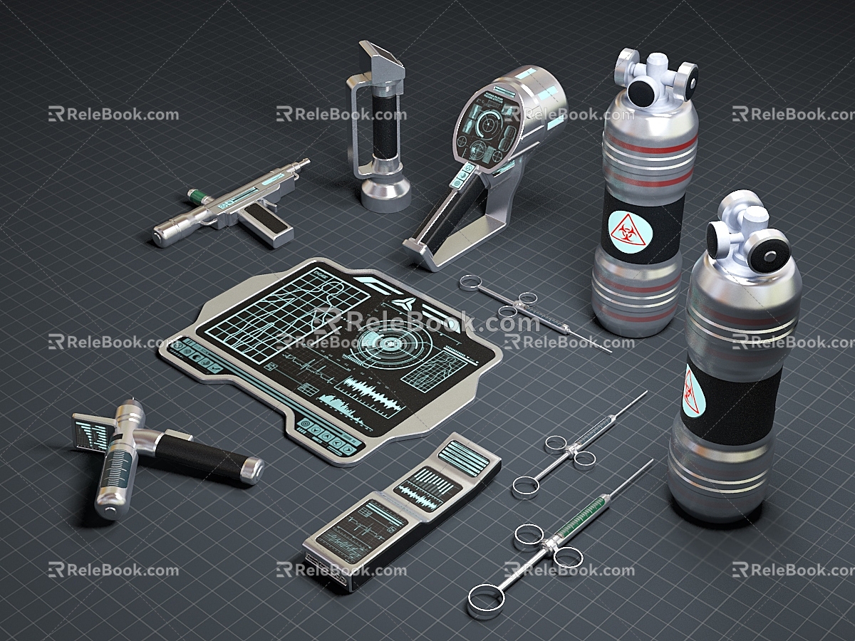 Film and television sci-fi medical equipment high-tech first aid kit hospital syringe 3d model