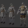 Medieval Character Wearing Silver Copper Metal Full Body Armor With White Underlayer Standing Pose