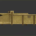 Yellow Residential Building Model Featuring Wooden Supports And Sloped Roof Design