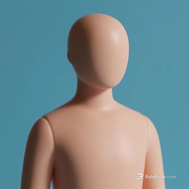 Decorative Ornament Set Featuring Light Skin Tone Mannequin on Blue Background 3d model 