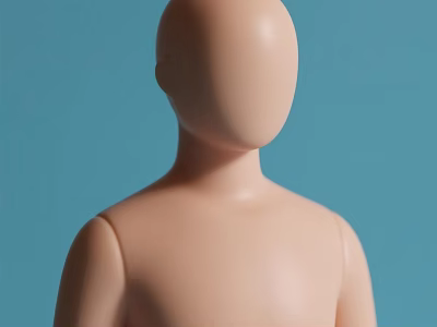 Decorative Ornament Set Featuring Light Skin Tone Mannequin on Blue Background 3d model