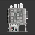 Colorful Cartoon Multi Story Building With Grid Windows Ground Floor Shop Front And Decorative Columns