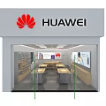 Modern Digital Store Interior Design With Smartphones Display Counters And Brand Posters