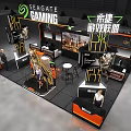 Progate Gaming Exhibition Booth With Modern Design Display Counters Brand Logos And Staff
