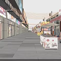 Vibrant Commercial Street At Night With Shops Pedestrians And Outdoor Seating